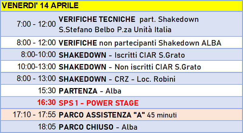 venerdi programma